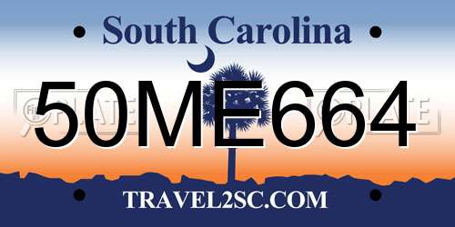 50ME664 South Carolina License Plate