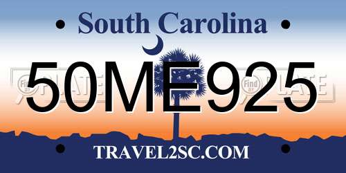 50ME925 South Carolina License Plate
