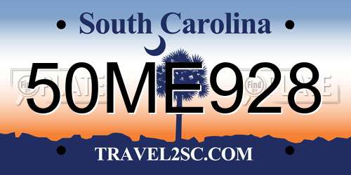50ME928 South Carolina License Plate