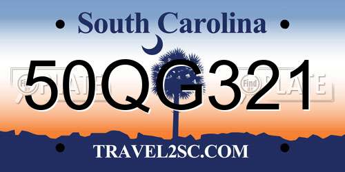 50QG321 South Carolina License Plate