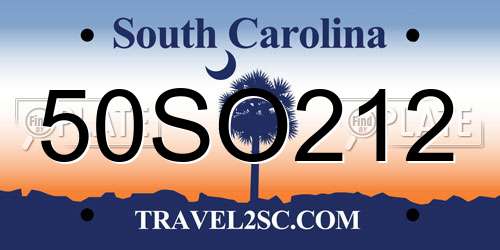 50SO212 South Carolina License Plate