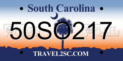 50SO217 South Carolina License Plate