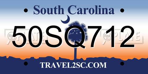 50SQ712 South Carolina License Plate