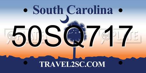 50SQ717 South Carolina License Plate