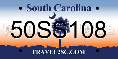 50SS108 South Carolina License Plate