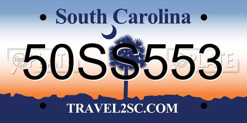 50SS553 South Carolina License Plate