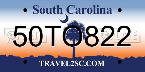 50TO822 South Carolina License Plate
