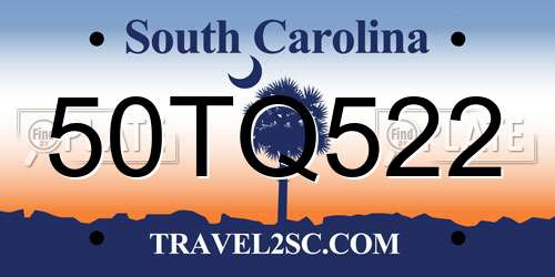 50TQ522 South Carolina License Plate