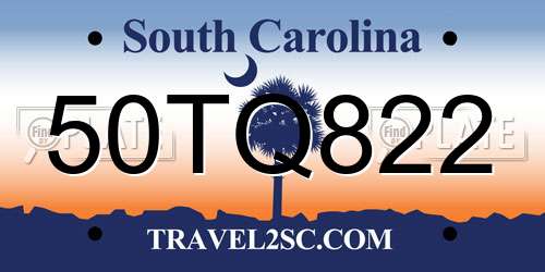 50TQ822 South Carolina License Plate