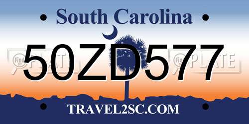 50ZD577 South Carolina License Plate