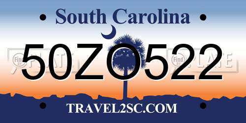 50ZO522 South Carolina License Plate