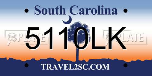 5110LK South Carolina License Plate