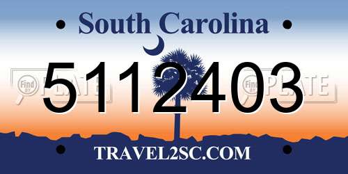 5112403 South Carolina License Plate