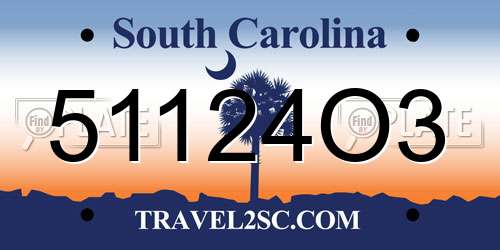 51124O3 South Carolina License Plate