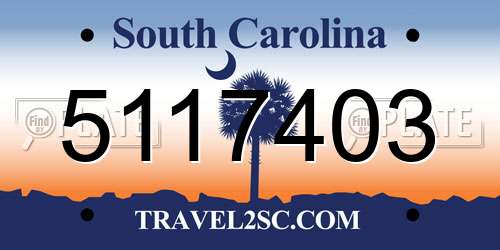 5117403 South Carolina License Plate