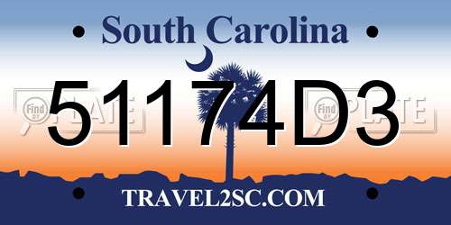 51174D3 South Carolina License Plate