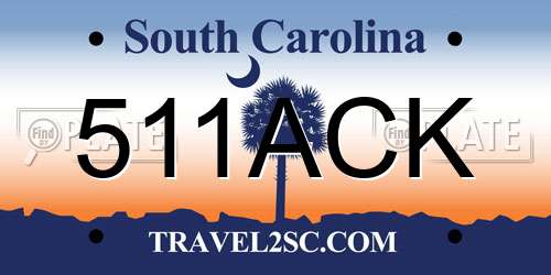 511ACK South Carolina License Plate