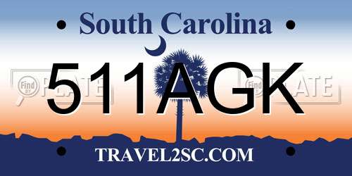 511AGK South Carolina License Plate