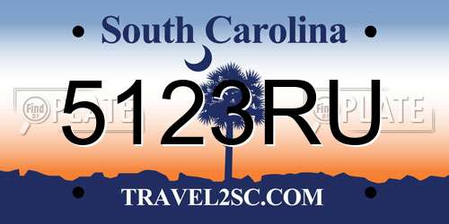 5123RU South Carolina License Plate