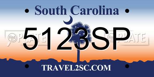 5123SP South Carolina License Plate