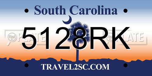 5128RK South Carolina License Plate