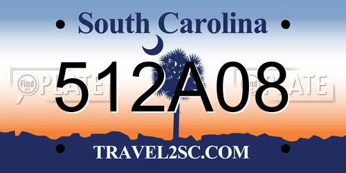 512A08 South Carolina License Plate