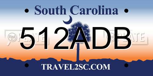 512ADB South Carolina License Plate
