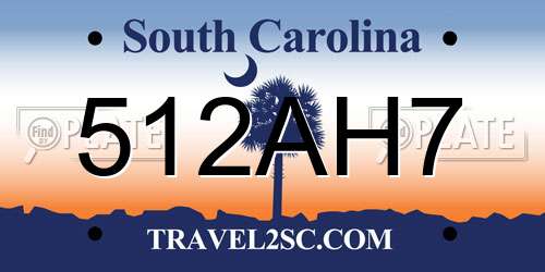512AH7 South Carolina License Plate