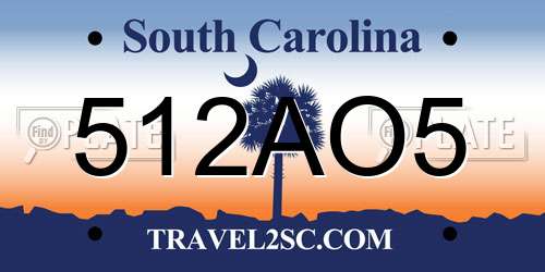512AO5 South Carolina License Plate