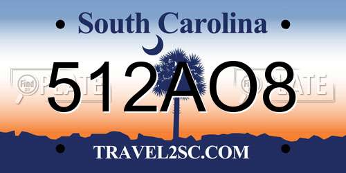 512AO8 South Carolina License Plate