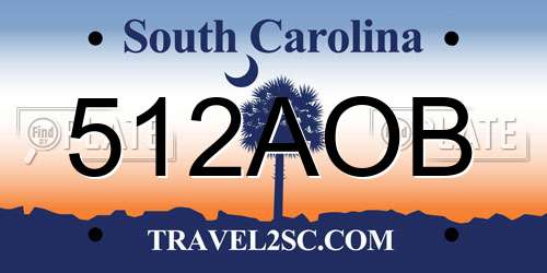 512AOB South Carolina License Plate