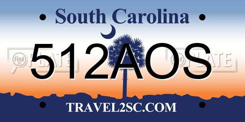512AOS South Carolina License Plate