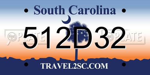512D32 South Carolina License Plate