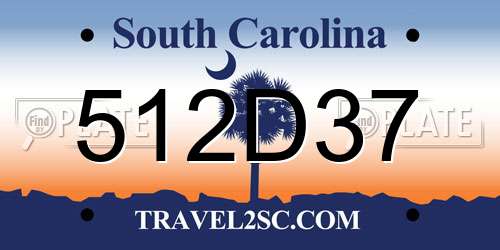 512D37 South Carolina License Plate