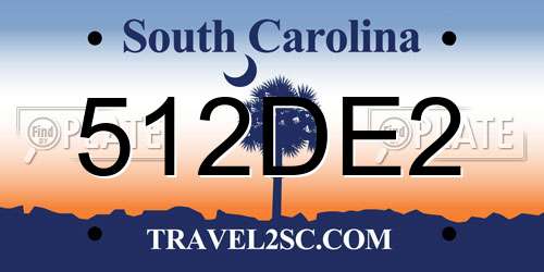 512DE2 South Carolina License Plate
