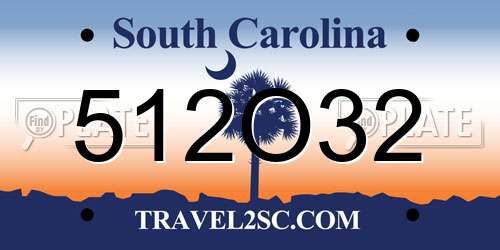 512O32 South Carolina License Plate