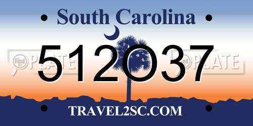 512O37 South Carolina License Plate