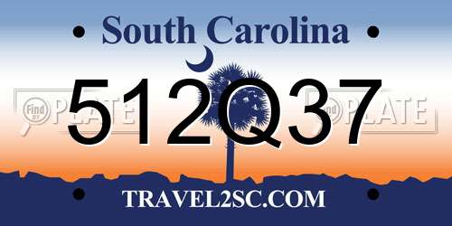 512Q37 South Carolina License Plate