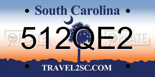512QE2 South Carolina License Plate