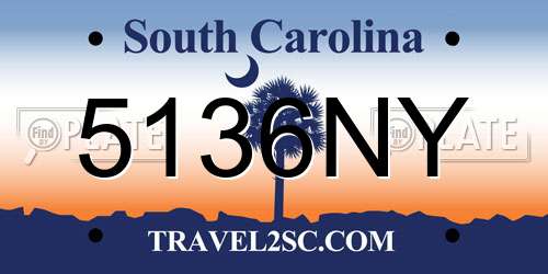 5136NY South Carolina License Plate