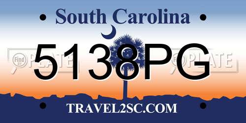 5138PG South Carolina License Plate