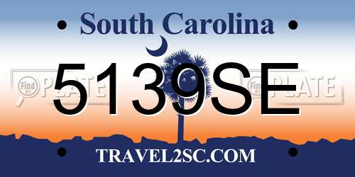 5139SE South Carolina License Plate