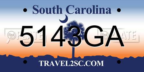 5143GA South Carolina License Plate