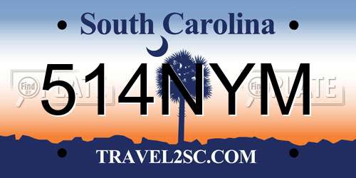 514NYM South Carolina License Plate