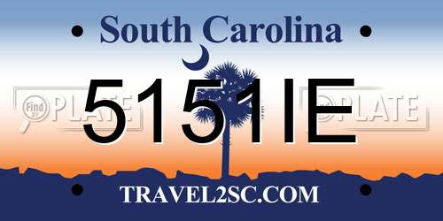 5151IE South Carolina License Plate