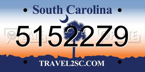 51522Z9 South Carolina License Plate