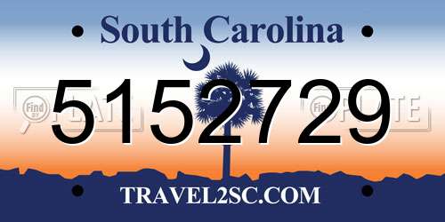 5152729 South Carolina License Plate