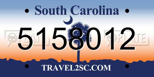 5158012 South Carolina License Plate