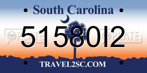 51580I2 South Carolina License Plate