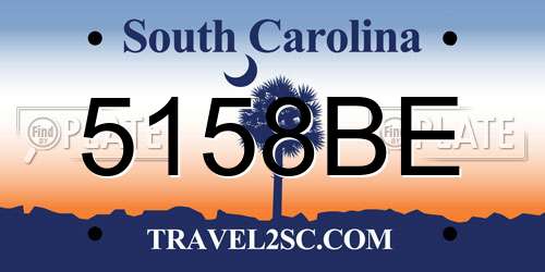 5158BE South Carolina License Plate